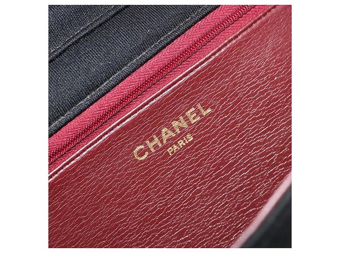 CHANEL Borsa a Spalla Matelassé Catena Cotone Nero Oro CC Auth bs34514 D'oro - vista 21