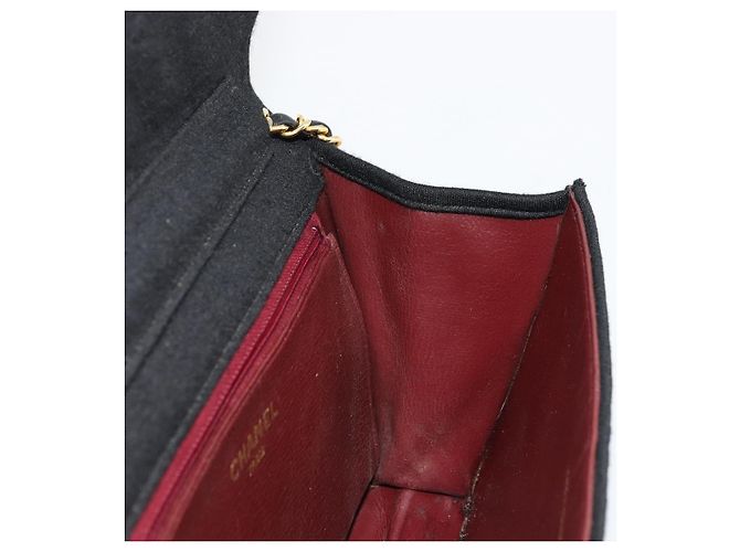 CHANEL Borsa a Spalla Matelassé Catena Cotone Nero Oro CC Auth bs34514 D'oro - vista 22