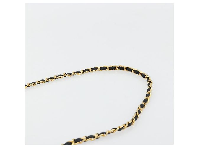 CHANEL Borsa a Spalla Matelassé Catena Cotone Nero Oro CC Auth bs34514 D'oro - vista 8