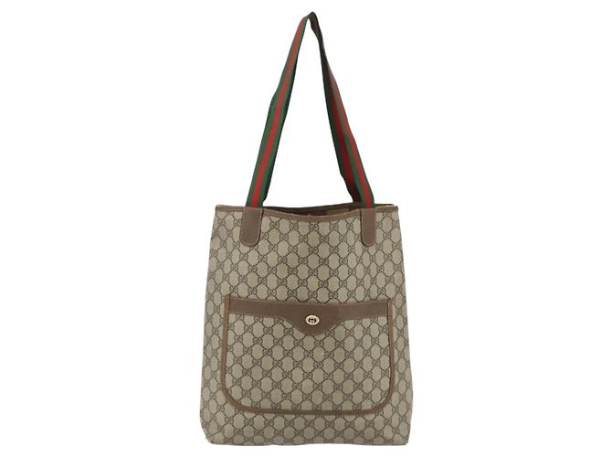 Borsa Sherry Line GG Supreme Web di GUCCI in PVC Beige Rosso Verde 89 02 003 Auth 177437 - vista 13