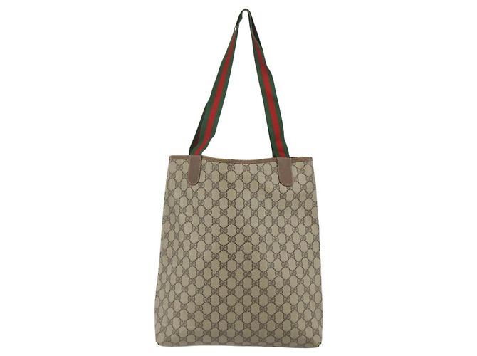 Borsa Sherry Line GG Supreme Web di GUCCI in PVC Beige Rosso Verde 89 02 003 Auth 177437 - vista 2