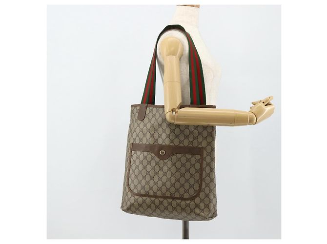 Borsa Sherry Line GG Supreme Web di GUCCI in PVC Beige Rosso Verde 89 02 003 Auth 177437 - vista 21
