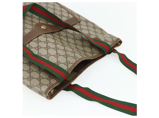 Borsa Sherry Line GG Supreme Web di GUCCI in PVC Beige Rosso Verde 89 02 003 Auth 177437 - vista 6