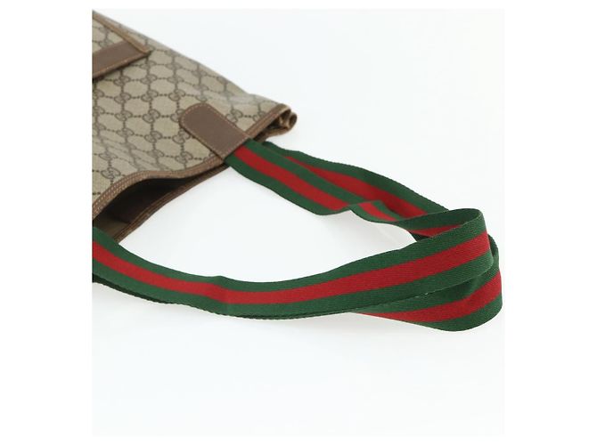 Borsa Sherry Line GG Supreme Web di GUCCI in PVC Beige Rosso Verde 89 02 003 Auth 177437 - vista 7