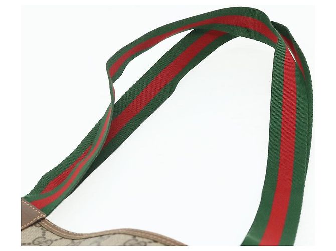 Borsa Sherry Line GG Supreme Web di GUCCI in PVC Beige Rosso Verde 89 02 003 Auth 177437 - vista 8