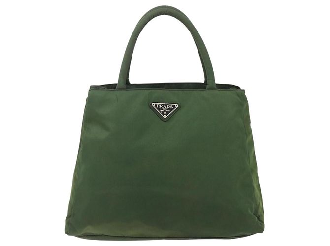 PRADA Borsa a mano in nylon verde argento Auth bs34677 - vista 13