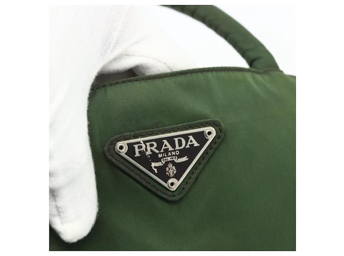 PRADA Borsa a mano in nylon verde argento Auth bs34677 - vista 17