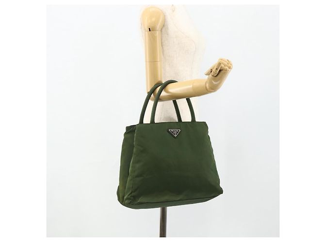 PRADA Borsa a mano in nylon verde argento Auth bs34677 - vista 25