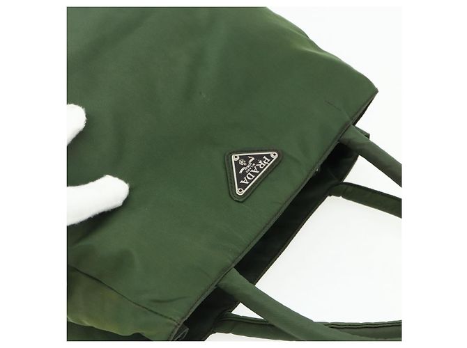 PRADA Borsa a mano in nylon verde argento Auth bs34677 - vista 6