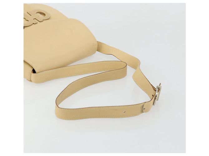 Borsa a Spalla Gancini in Pelle Avorio Argento Auth BA12266 di Salvatore Ferragamo - vista 7