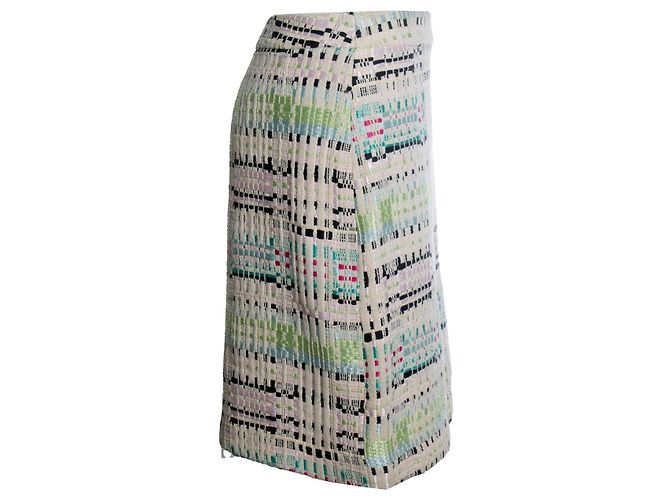 Gonna in tweed multicolore Christian Lacroix Nero Rosa Verde - vista 4