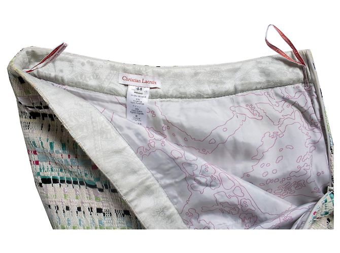 Gonna in tweed multicolore Christian Lacroix Nero Rosa Verde - vista 5