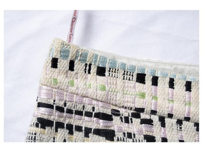Gonna in tweed multicolore Christian Lacroix Nero Rosa Verde - vista 7