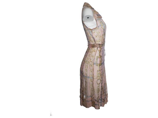 Autre Marque Vestido midi transparente de seda Sophie de Jeff Gallano Rosa - vista 4