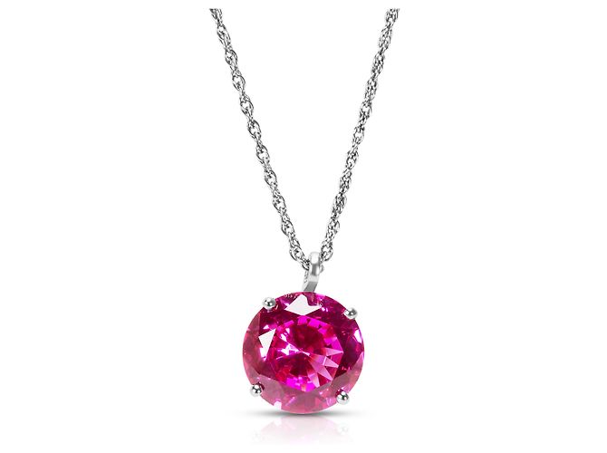 Autre Marque Pendente in zaffiro creato nuovissimo in argento sterling con catena da 14 mm - vista 4