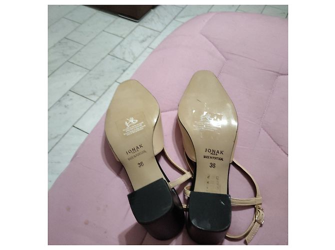 Jonak Sandali con tacco in pelle nera e beige Nero - vista 6