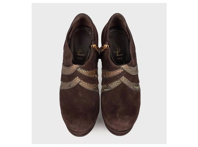 Botines de ante marrón Saint Laurent - Talla 38,5 de segunda mano - vista 2