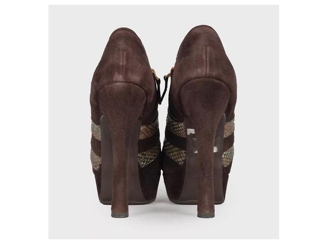 Botines de ante marrón Saint Laurent - Talla 38,5 de segunda mano - vista 4