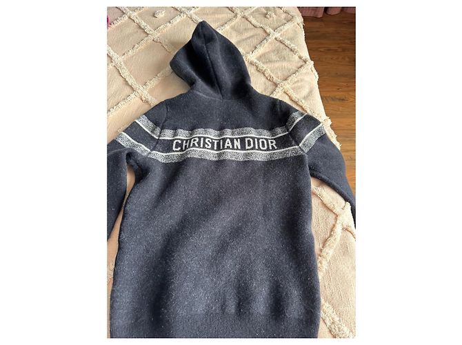Strick-Zip-Hoodie mit Monogramm von Christian Dior Schwarz Weiß - Ansicht 11