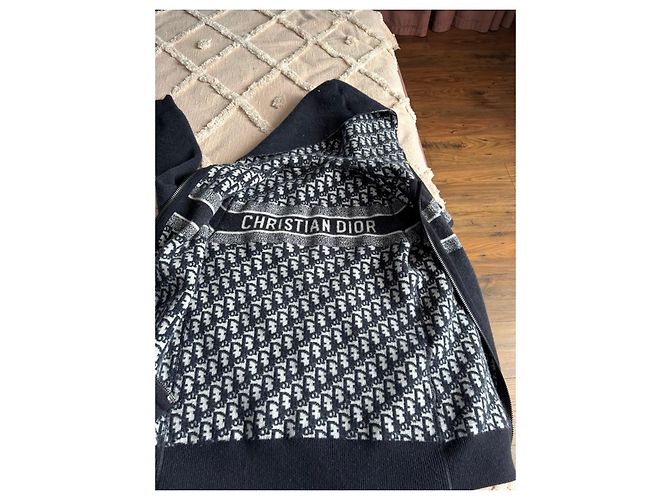 Strick-Zip-Hoodie mit Monogramm von Christian Dior Schwarz Weiß - Ansicht 12