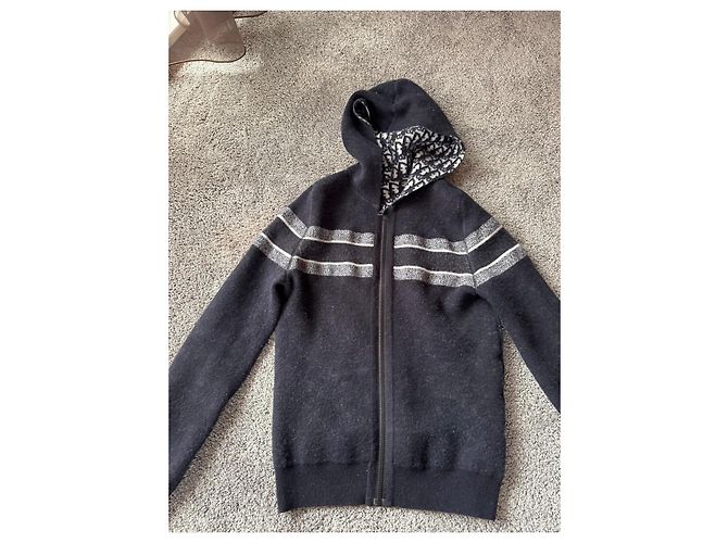 Strick-Zip-Hoodie mit Monogramm von Christian Dior Schwarz Weiß - Ansicht 2