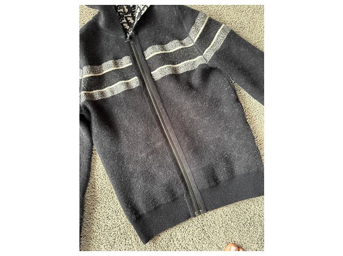 Strick-Zip-Hoodie mit Monogramm von Christian Dior Schwarz Weiß - Ansicht 4