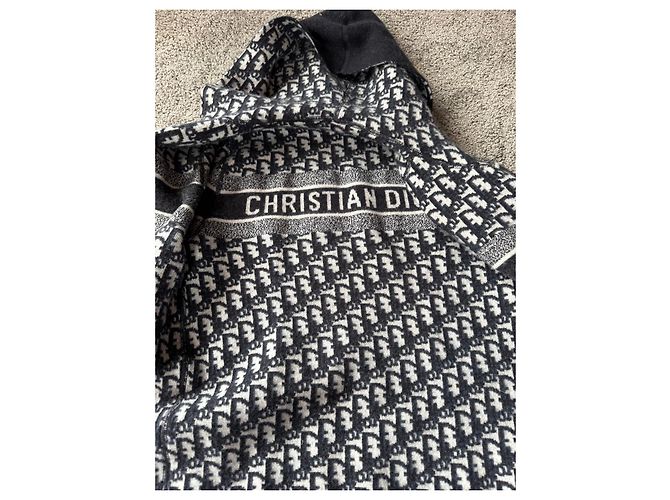 Strick-Zip-Hoodie mit Monogramm von Christian Dior Schwarz Weiß - Ansicht 5