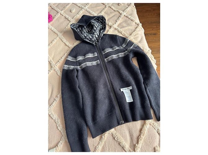 Strick-Zip-Hoodie mit Monogramm von Christian Dior Schwarz Weiß - Ansicht 6