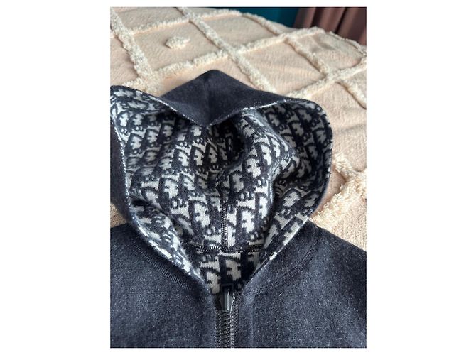 Strick-Zip-Hoodie mit Monogramm von Christian Dior Schwarz Weiß - Ansicht 9