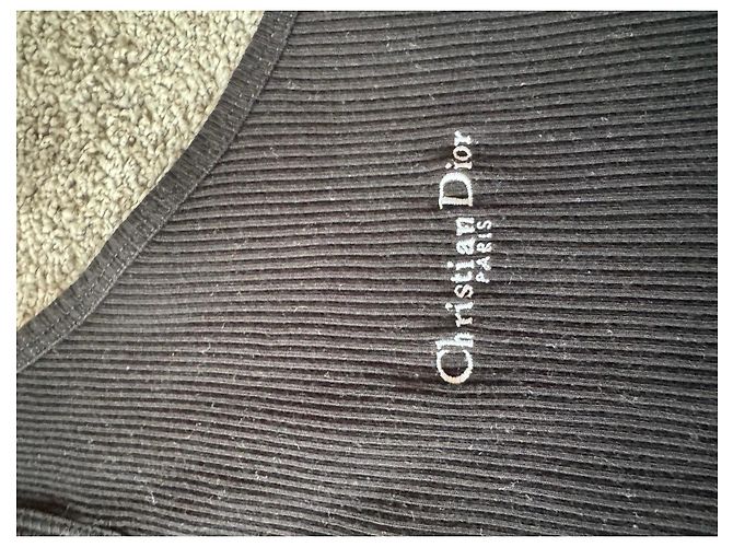Top negro de canalé de un hombro Christian Dior - vista 4