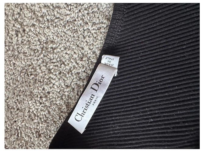 Top negro de canalé de un hombro Christian Dior - vista 5