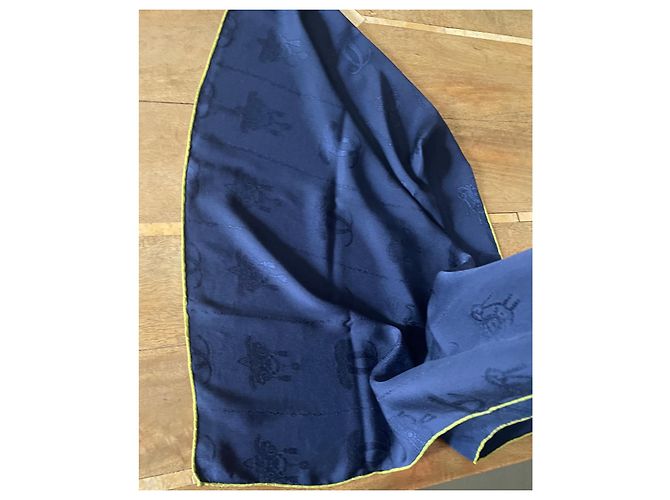 Carré Must di Cartier Marino e Verde 100% Seta Broccata Blu navy - vista 13