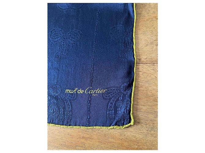 Carré Must di Cartier Marino e Verde 100% Seta Broccata Blu navy - vista 19