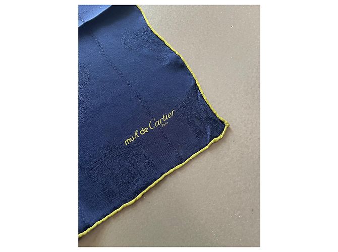 Carré Must di Cartier Marino e Verde 100% Seta Broccata Blu navy - vista 7