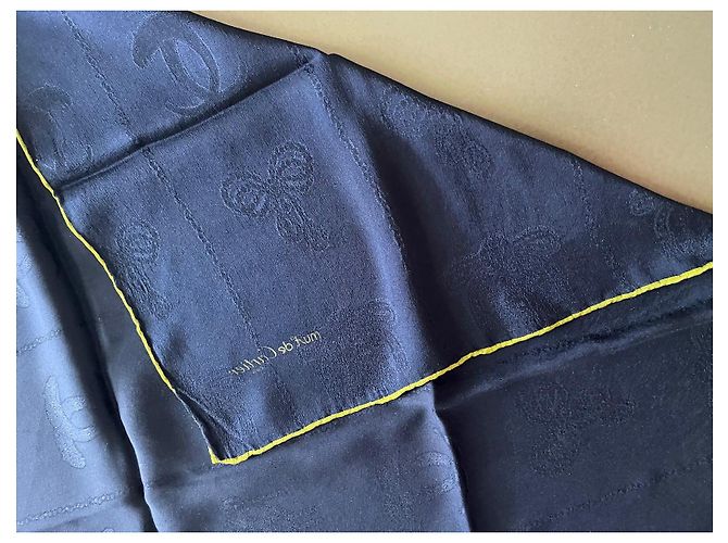 Carré Must di Cartier Marino e Verde 100% Seta Broccata Blu navy - vista 8
