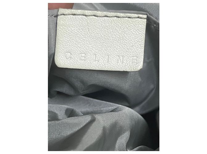 Edge Céline Celine Bolso de hombro de nailon plateado y cuero blanco Plata - vista 11