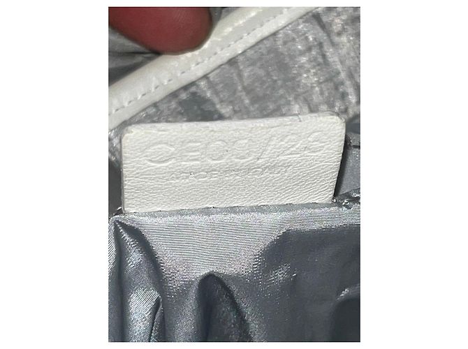 Edge Céline Celine Bolso de hombro de nailon plateado y cuero blanco Plata - vista 12