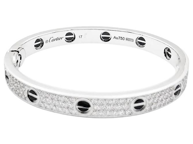 Bracciale Cartier, 'Love', oro bianco, diamanti e ceramica. - vista 3