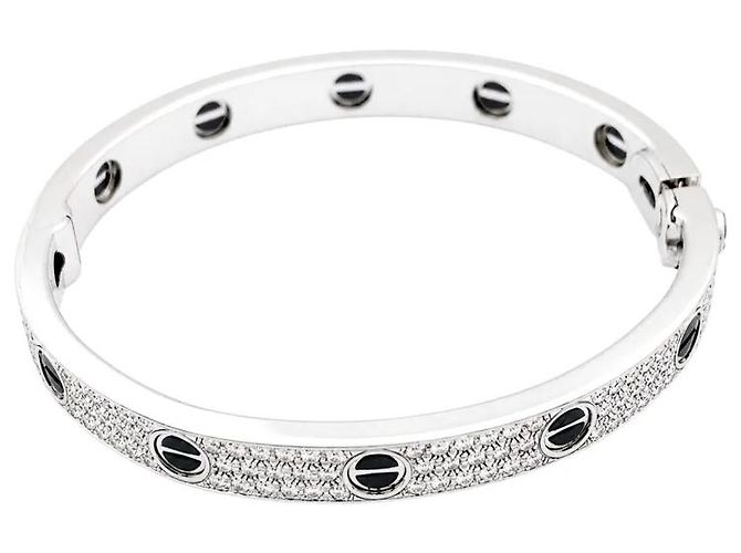 Bracciale Cartier, 'Love', oro bianco, diamanti e ceramica. - vista 4