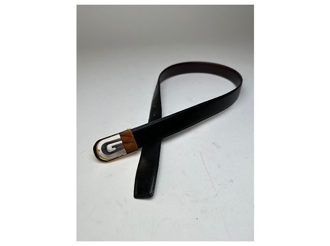 Cintura reversibile vintage Gucci in pelle nera e marrone Nero - vista 5