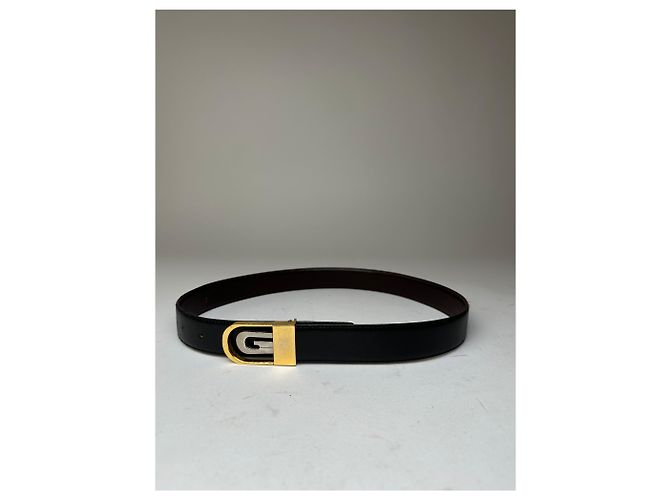 Cintura reversibile vintage Gucci in pelle nera e marrone Nero - vista 9