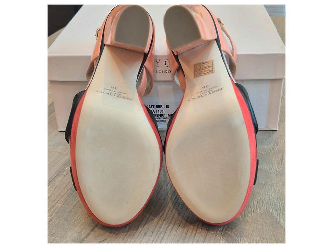 Sandali con tacco a blocco Jimmy Choo Tiber - Nero/Rosso/Pesca - vista 4