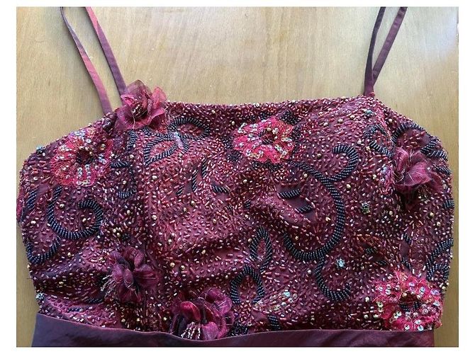 Autre Marque Vestido de festa Manon Collection Bordô com pedrarias e laço Bordeaux - vista 8