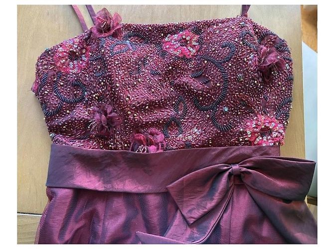 Autre Marque Vestido de festa Manon Collection Bordô com pedrarias e laço Bordeaux - vista 9