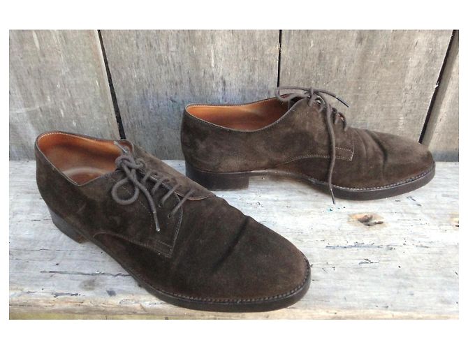 Derbies Hermès Marron Suede Marron foncé - vue 3
