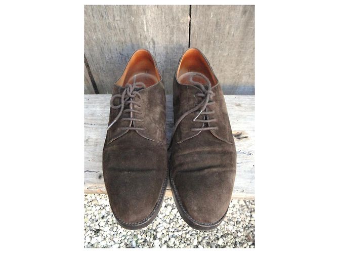 Derbies Hermès Marron Suede Marron foncé - vue 4