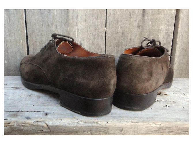 Derbies Hermès Marron Suede Marron foncé - vue 5