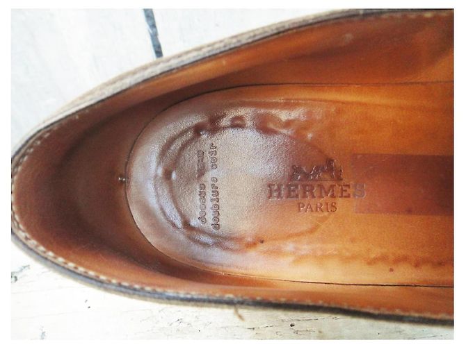 Derbies Hermès Marron Suede Marron foncé - vue 7