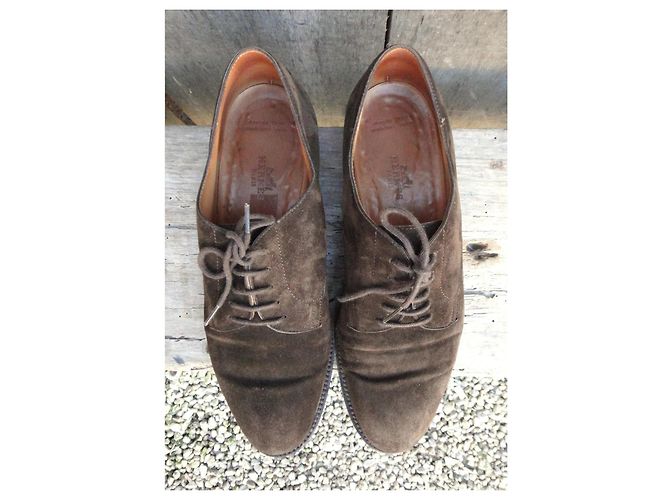 Derbies Hermès Marron Suede Marron foncé - vue 9