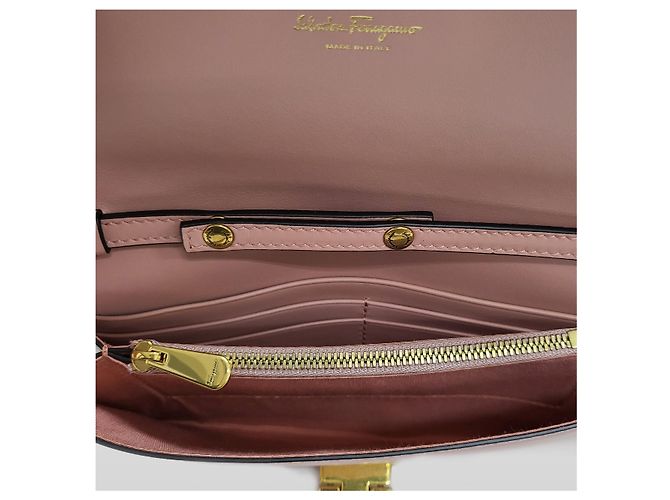 Salvatore Ferragamo Borsa a tracolla Tri-Folio Gancini Marrone - vista 10